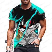 Trumpomis rankovėmis Vyriški marškinėliai Dragon Ball Z Fashion Vyriški marškinėliai Trend Tops Drabužiai Nauji 2024 m. marškinėliai Vegeta Goku Oversized Y2k Anime L black