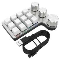 Bluetooth Programuojamas Makro Individualus 3 Rankenėlių Klaviatūra RGB 12 Klavišų Kopijuoti Įklijuoti Photoshop Žaidimų Klaviatūra Mechaninė Karšto Keitimo Makropad Red axis