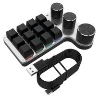 Bluetooth Programuojamas Makro Individualus 3 Rankenėlių Klaviatūra RGB 12 Klavišų Kopijuoti Įklijuoti Photoshop Žaidimų Klaviatūra Mechaninė Karšto Keitimo Makropad Red axis