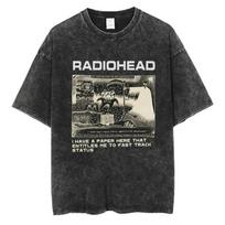 „Radiohead“ marškinėliai, klasikiniai retro roko grupės marškinėliai su grafika, dideli, kokybiški medvilniniai vyriški ir moteriški gatvės stiliaus marškinėliai trumpomis rankovėmis. XL black