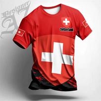Lauko laisvalaikio sportinė apranga marškinėliai vyrams drabužiai Šveicarijos nacionalinis emblema vėliava 3D spauda šaunus marškinėlis sporto salės viršūnės O formos iškirptės marškinėliai L red