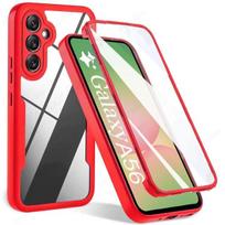 360 Pilnos Apsaugos Ekrano Dėklas Samsung A56 A36 A26 A16 A54 A35 A15 A14 A34 A53 A52 A32 A33 A25 A55 5G Smūgiams Atsparūs Dėklai Galaxy A52 A52S 5G raudona