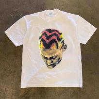 Madingi vyriški moteriški marškinėliai Rodman Amerikietiško stiliaus Didelė galva Apvalus kaklas Trumpomis rankovėmis Medvilniniai marškinėliai Laisvi Street Wear Viršutiniai drabužiai 4XL beige