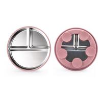 Nerūdijančio plieno padalinta vaikiška lėkštė su silikoniniu siurbtuku ir neslystančia šilumos izoliacija Children's Stainless Steel Tableware gray