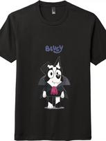 Cartoon Bluey Character Design Unisex Casual T-shirt |Tee XL black