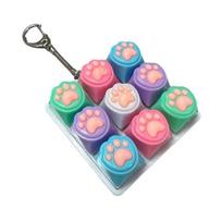9-Keys Fidget Keyboard Toy Stress Anxiety Relief Cat Paw Keyboard Finger Clicker Keychain Portable Decompression Button Sensory Toy H blue