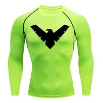 Summer Short Sleeve Compression Shirt Men Sports Top Running T Shirt Quick Dry Gym Workout Clothing Sun Protection Long Sleeve XXL yellow