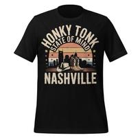 Honky Tonk State of Mind Nashville Shirt Country Music Boots Hat Sunset Tee L beige