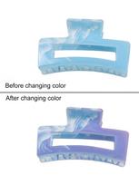 New Flower Hair Claws Gradient Fashion Shark Claws Hairpin For Girlschange Colour In The Sunlight Vacation Hair Accessories gray