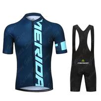 Merida vasarinis trumpomis rankovėmis kvėpuojantis vyriškas MTB dviračių drabužis Maillot Ropa Ciclismo uniformos kostiumas 2026 vasaros kvėpuojantis dviračių drabužių komplektas S blue