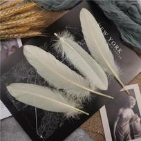 15-20 cm Kietos lazdelės žąsies plunksnos Natūralios gulbės pluma Rankdarbių aksesuarai Spalvinga svajonių gaudyklės plunksnų puošmena 100Pcs kreminė