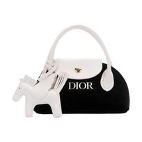 Dior [Individualus kosmetikos dėklas] Aksominis Baltas Arklys Dienoraštis Paprastas Elegantiškas Kasdienis Universalus Nešiojamas Juodas Rankinis Krepšys Laikymas juoda