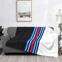 Itin švelni vilnos Martini Racing Team pledas Šilta flanelės dryžuota automobilių lenktynių antklodė miegamajam, biurui, sofai 75x90cm black