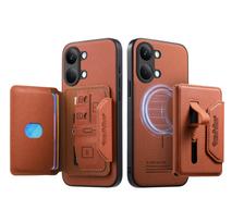 Prabangus odinis telefono dėklas Poco X8 X7 Pro 2in1 Nuimamas magnetinis Magsafe piniginei kortelei Xiaomi Poco X8 Pro Max dangtelis Poco x7 pro ruda