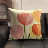 Vandens spalvos tulpės tapybos pagalvės užvalkalas Natūralus linas Ekologiškas audinys Dvipusis spausdinimas Sofa Namų dekoras Dovana Pagalvės užvalkalas Linen 70*70(CM)-1Pcs