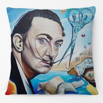 Salvador Dali Portrait Painting Celebrities Poster Cushion Covers Creative Alter Art Decorative Pillows For Sofa Peach skin 18*18(CM)-1Pcs gray