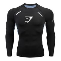 GYMSHARK vyriški greitai džiūstantys ilgomis rankovėmis kompresiniai marškinėliai - Kvėpuojanti sportinė apranga bėgimui ir fitnesui M black