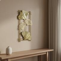 Auksiniai ginkgo lapai Sienos dekoras Meninė apdaila Kinų stiliaus Gėlių skulptūra Lengvas montavimas Model a beige