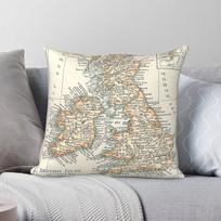 Vintage Uk Map Pillowcase Polyester Linen Velvet Creative Zip Decorative Pillow Case Home Cushion Cover 40X40CM