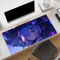 Anime R-Re Zero Rem pelės kilimėlis Neslystantis guminis Žaidėjo Balansas Kompiuterio kilimėlis Dekoras Stalo kilimėlis Nešiojamo kompiuterio Biuro Didelis 30cmx60cm(11.8x23.6inch) black