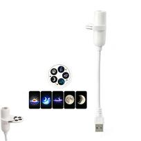 Žvaigždžių projektorius Naktinis šviestuvas USB jungtimi 360° besisukantis Projektorius Naktinis šviestuvas 5/10/15 raštų Mėnulis Žvaigždė Atmosferos Naktinė lempa Miegamojo Automobilio Dekorui white