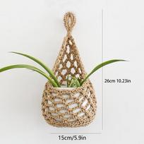 Boho Macrame Plant HangerBasket For Succulents Cotton Rope Woven Hanging Basket With Net Pouch Home Decoration Organizer beige