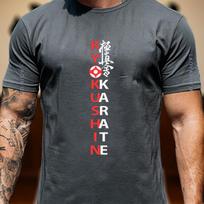Kyokushin Karate Vertikalus Raidinis Kanji Simbolis Grafinis Medvilninis Marškinėlis Unisex Unisex Unisex Tradiciniai Japonų Kovos Menai Marškinėlis 3XL black