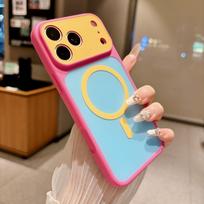 Dopamine Color Block Magnetic Case for iPhone 18 Pro Max - Full Coverage, Simple Fashion Protective Case Apple 14 Plus