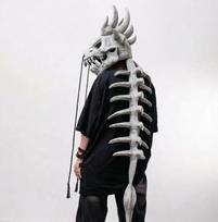Large Size 120Cm Dinosaur Skeleton Plush Headgear With Spine Tail Funny Halloween Cosplay Costume Soft Wearable Dino Skull 90cm black
