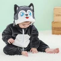 Kūdikio Kombinezonai Kigurumi Gyvūnas Leopardas, Haskis, Žirafa Cosplay Su Gobtuvu Šilti Pižaminiai Drabužiai Mažiems Berniukams Mergaitėms Naujagimių Miego Drabužiai Pižamos Drabužiai 90 black