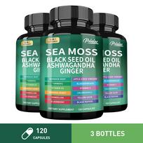 Pslalae Sea Moss Black Seed Oil 16 in 1 Supplement Capsules 120 Count — Daily Wellness, Nutritional Support, Overall Wellness 120*3