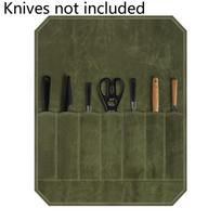1Pcs Waxed Canvas Chef Knife Roll With Multiple Storage Slots And Durable Construction Perfect For Home Kitchen Outdoore A black