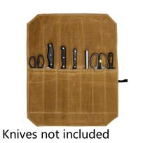 1Pcs Waxed Canvas Chef Knife Roll With Multiple Storage Slots And Durable Construction Perfect For Home Kitchen Outdoore B brown