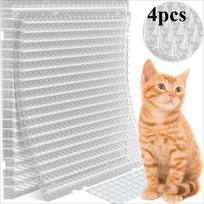 4pcs/bag Cat Deterrent Spikes Transparent, Anti Cat Scratch Mat for Sofa Balcony, Plastic Pet Training Pads Indoor Outdoor white