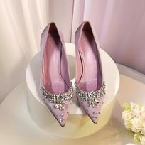 Moteriški aukštakulniai, Vestuviniai bateliai su kalnų krištolu, Aukštakulniai banketui, Stiletto kulniukai, Basutės su grandinėle ir kalnų krištolu 39 gray