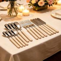 16Pcs Acrylic Handle Knife Fork Set Stainless Steels Dinner Cutlery Set Blue Silver Western Dinnerware Home Tableware