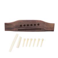 Acoustic Guitar Bridge Replacement Set 6 End Pins Saddle Nut Rosewood Parts Accessories black