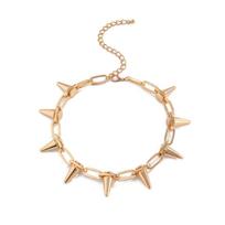 Retro punk spiky collarbone necklace Gothic bullet studded chain collar suitable for parties, daily street wear 3 beige