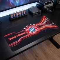 Bayern Munich Custom Large Mouse Pad, Personalized Name Text Print, Football Logo Non‑Slip Desk Mat Gaming Gift 30cmx60cm gray