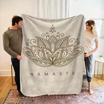 Stilingas NAMASTE lotoso gėlės pledas Minkštas užklotas namų dekoravimui Didelis lengvas jaukus naudojimui patalpose Idealiai tinka jogos meditacijai Dovana 75cm*90cm gray