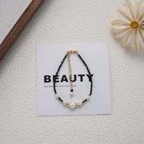 Black spinel natural freshwater pearl necklace women's light luxury retro high-end single pendant pendant neck chain bracelet accessories white