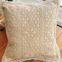 Retro gėlių nėriniuotas medvilninis sofos pagalvės užvalkalas 50x50cm (±2-3cm) beige