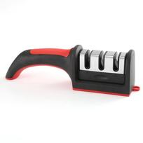 Fast Knife Sharpener, Multifunctional Kitchen Blade Sharpening Tool with Anti-slip Ergonomic Handle, Household Manual Knife Sharpener for Chef Knives 20*6*5cm【PP material】 black