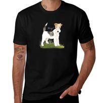 Cute Fox Terrier TShirt Work Outdoor Short Sleeve Tee XL black