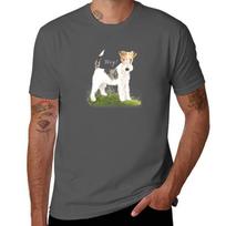 Cute Fox Terrier TShirt Work Outdoor Short Sleeve Tee M black