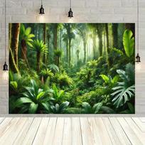 Prabangus tropinių džiunglių sieninis gobelenas Drobės spaudinys Lietaus miško gamtos dekoras Sieninė tapyba Kambario dekoracija Fonas Egzotiški lapai 100X70CM green