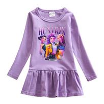 Cartoon K-pop Girl Group Dress: Long Sleeve, Ruffle, Mesh Elegant Princess Skirt for Girls 90 cm pink