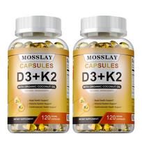 Mosslay Vitamin D3 K2 Capsules 120ct — 5000IU D3 with MK-7, Daily Wellness 120*2