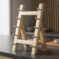 Sashimi Knife Stand MultiTier Design Japanese Style Holder Wood Grain Kitchen Storage for 5 Layers Pine