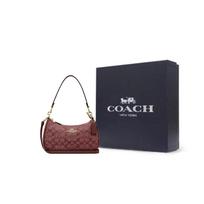 COACH Teri audinio su karvės odos petinė rankinė, rankinė, petinė rankinė vidutinio dydžio moteriška bordo spalvos CH139-IMMZI Gift Box Sets (Basic Set+Black Box) black